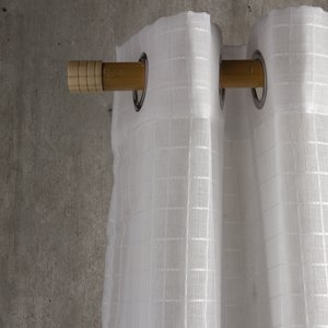 Masel - Set 2 Cortinas Gasa Cuadros 1.40 X 2.25 Blanco