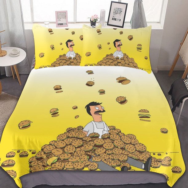 Bob's Burgers 3 Pcs Bed Sheets Set Breathable Duvet Cover with 2 Pillow Sham Soft All Seasons Bedding Set