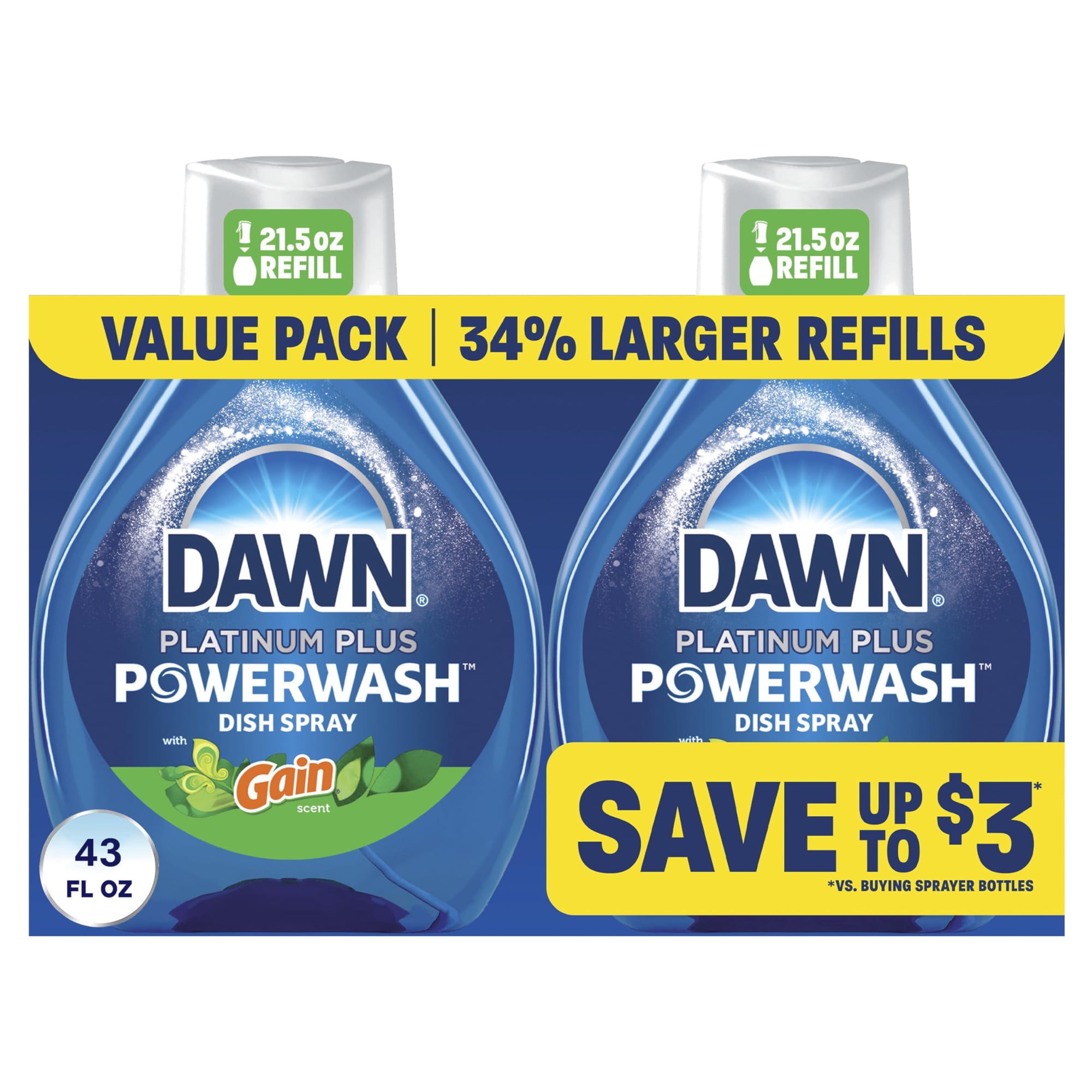 Jabón Para Platos Dawn Powerwash Gain Original 1270 Ml, 2 Recambios