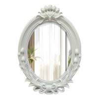 Genérico - Espejo De Pared Decorativo Vintage Ovalado Blanco Jhn