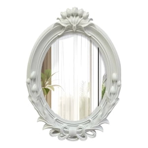 Genérico - Espejo De Pared Decorativo Vintage Ovalado Blanco Jhn