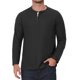 thumbnail image 1 of INSPIRE CHIC Camisetas Henley de Manga Larga para Hombre, Camiseta Básica de Manga Larga, Talla XL, Negro, 1 of 6