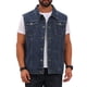 thumbnail image 1 of INSPIRE CHIC Chaleco de Mezclilla para Hombre con Múltiples Bolsillos, Botones al Frente, Sin Mangas, Talla S, Gris Azul, 1 of 5