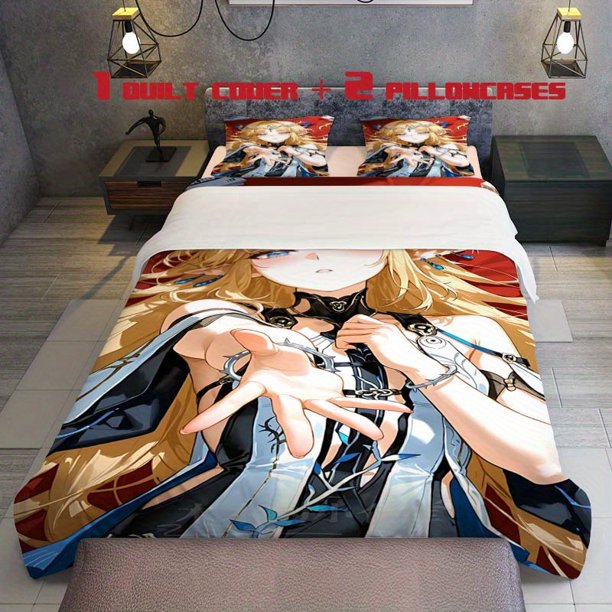 3pcs Blonde Blue Eyed Elf Antler Headband Mystery Costume Theme Bedding Set Duvet Cover and Pillowcases