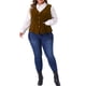 thumbnail image 2 of Agnes Orinda Chalecos de Talla Grande para Mujeres Chaleco Steampunk de Terciopelo sin Mangas con Botones en V Cuello en V Chalecos de Traje 3X Café, 2 of 6