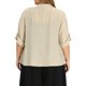 thumbnail image 3 of GRACE & GRANDEUR Cárdigan para mujer de talla grande estilo cascada con mangas 3/4, dobladillo irregular, ligero y abierto al frente, talla 2X en color albaricoque, 3 of 6