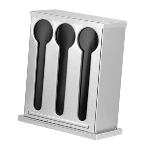 Magideal - Dispensador De Utensilios, Organizador De Cubiertos, Caja De Almacenamiento De Organizadores De Utensilios Caja De Almacenamiento De Cucharas De Acero 3 Compartimentos