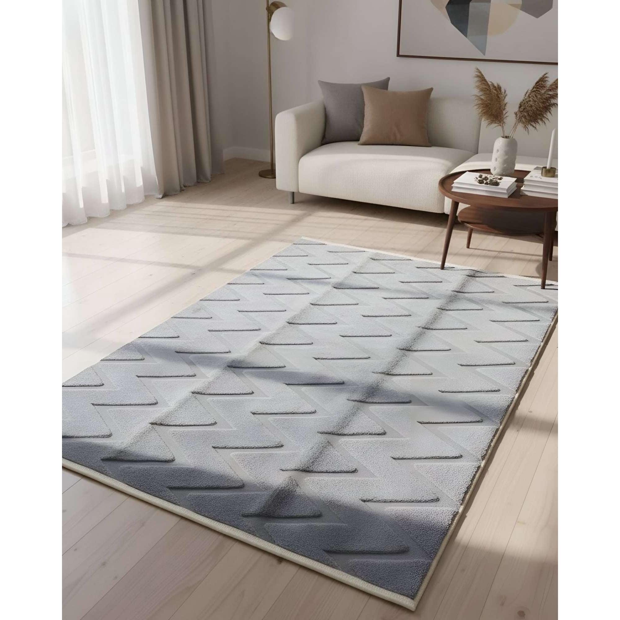 Imac Hogar - Alfombra Jacquard Texturizada Con Diseño Y Flecos 200x240 Cm