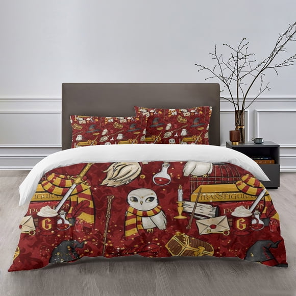 Harry Potter Bedding Sets Bed Cartoon Duvet Cover Lightweight 3 Piece Bet Sets for Kids Boys Girls