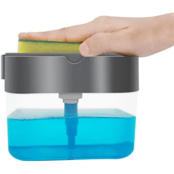 Dispensador De Lavalozas Manual Con Esponja Azul