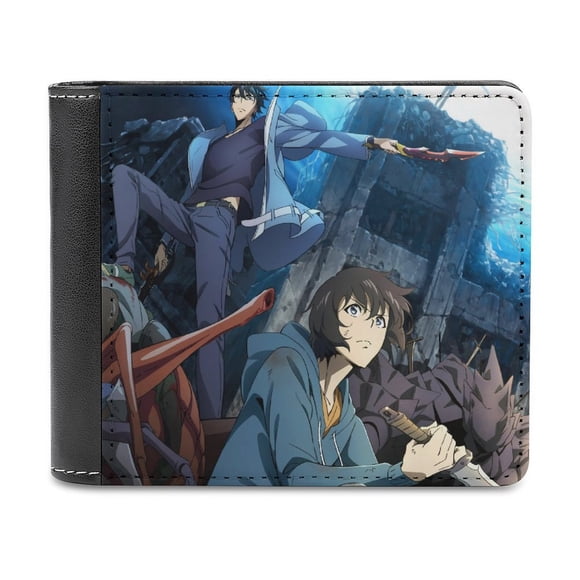 Solo Leveling Cartera de Cuero PU para Hombres, Tarjetero Bifold Delgado, Cartera Minimalista de Cuero Sintético Suave