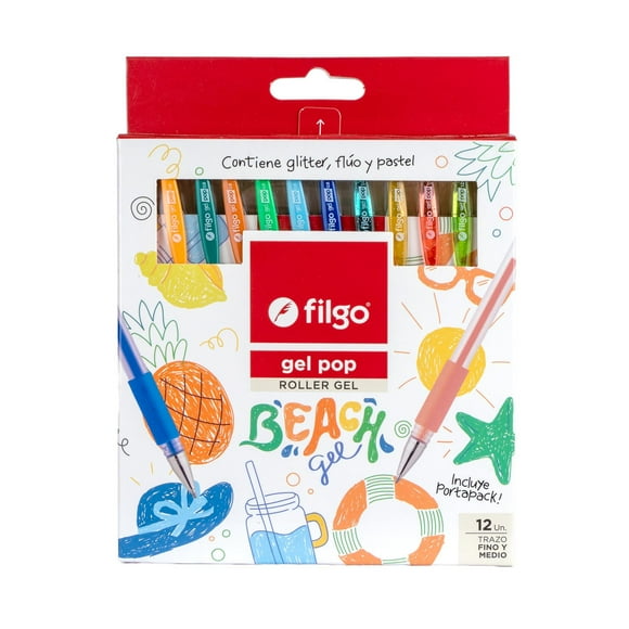 Lápices Gel Pop Beach, Estuche 12 Colores