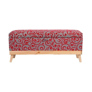 Máxima Design - Banqueta Con Baúl Incy Gris Rojo 120X40X50 Cm