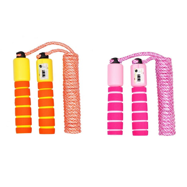 Cuerdas de saltar para niños, cuerda de saltar suave y ajustable, equipo de fitness para niños con asas de espuma.