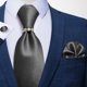 thumbnail image 4 of Corbata Hombre Seda En Caja + Anillo Dorado, Paño Y Colleras gris oscuro Talla Única, 4 of 4