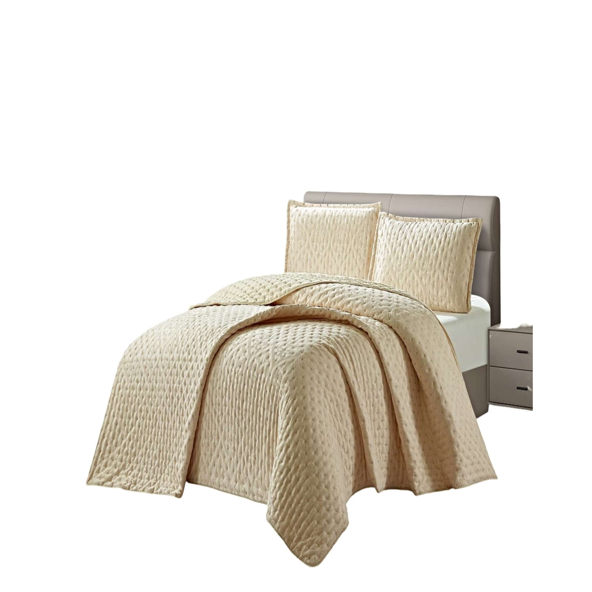 Genérico - Cubrecama Semi Acolchado Delgado 2 Plazas 230x250 Cm Beige 02