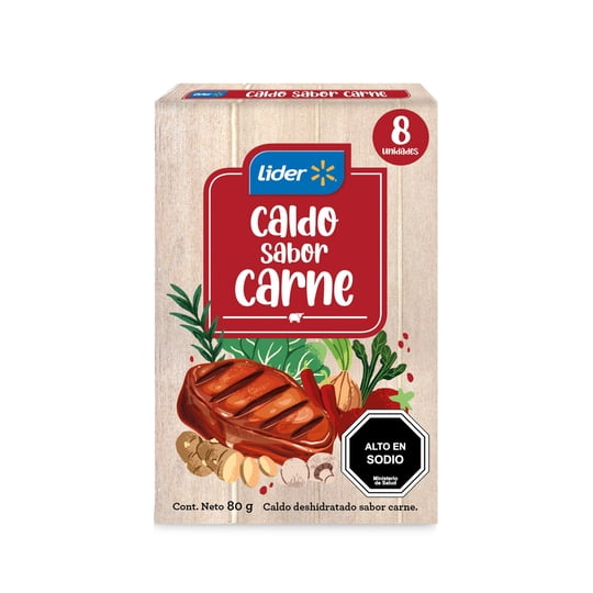 Caldo Sabor Carne (8 Tabletas) Caja 80 g Lider