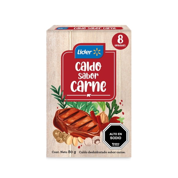 Caldo Sabor Carne (8 Tabletas) Caja, 80 g
