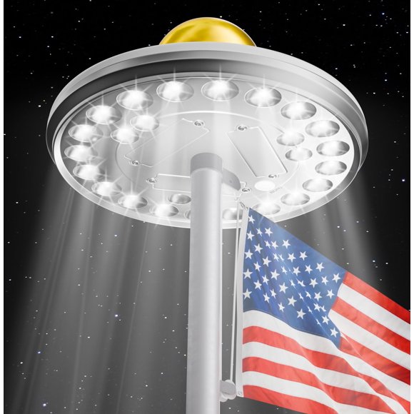 Luz solar para asta de bandera Deneve Deluxe, 26 LED, 1300 lúmenes