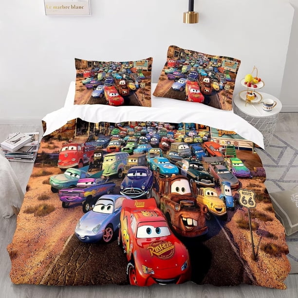 Cars cartoon animation bedspread suitable for decorating the bedroom 100% polyester, children's gifts 3D digital printing Bed Sheets