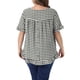thumbnail image 3 of Agnes Orinda Blusas de Cuadros Informales con Botón Trasero, Cuello Redondo y Mangas con Volantes para Mujer de Talla Grande, Estilo Escolar Universitario de los Años 50, 4X Negro, 3 of 6