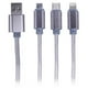 thumbnail image 2 of Cable USB 3 En 1 Carga Rapida Trenzado Plateado, 2 of 2