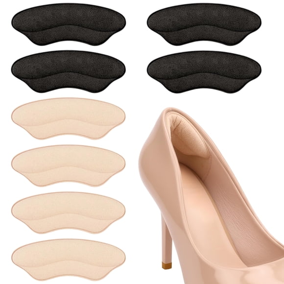 MasterMo Protectores de Talón con Almohadilla, 4 Pares, Beige y Negro