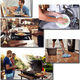 thumbnail image 4 of Delantal de cocina para mujer con bolsillos, delantal con pechera en capas para cocinar, hornear, hacer barbacoas y jardinería., 4 of 6