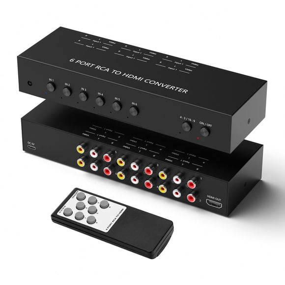 Convertidor AV a HDMI RuiPuo RP102 de 6 puertos RCA a 1 HDMI 1080p