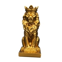 Magideal - Estatua De León Con Corona, Decoración De Mesa, Escultura Decorativa De Resina Fengshui De 5,7 Pulgadas De Alto Para Cafetería, Decoración De Bar Vers Dorado