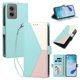 thumbnail image 2 of Cartera Plegable para Motorola Moto G55, PU Tricolor con Ranuras, Verde, 2 of 6