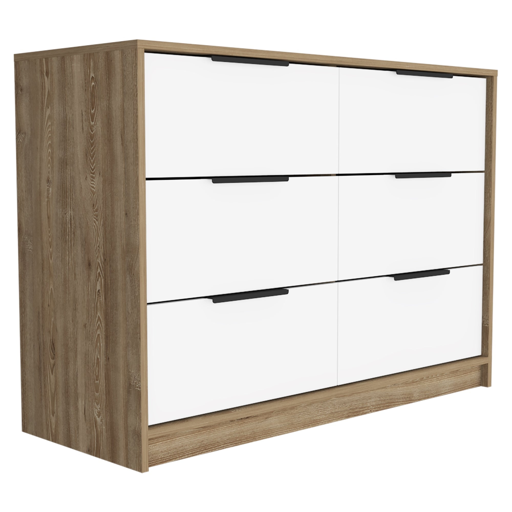 Fmfurniture - Comoda 4 Cajones 2 Puertas Abatibles Fm-020c - Café Claro / Blanco