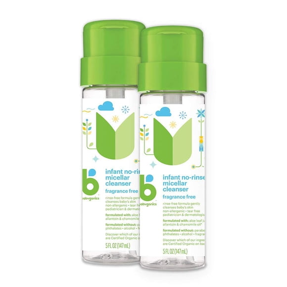 BabyGanics Limpiador Micelar Sin Enjuague para Bebés 147 ml Paquete de 2