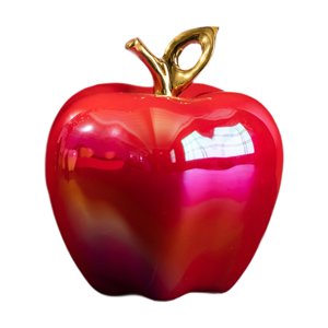 Magideal - Estatua De Manzana, Adorno De Manzana, Colección Moderna Con Hoja, Escultura De Fruta, Figura De Fruta De Cerámica Para Decoración De Navidad Y Hallow Rojo