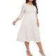 thumbnail image 4 of Vestido de noche de talla grande para mujer, estilo vintage con encaje floral, manga 2/3, falda de largo medio y bolsillos de encaje calados (blanco)., 4 of 5