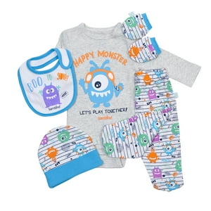 Set 5 Piezas Baby Gift Bambino Creations Monstruos Blanco