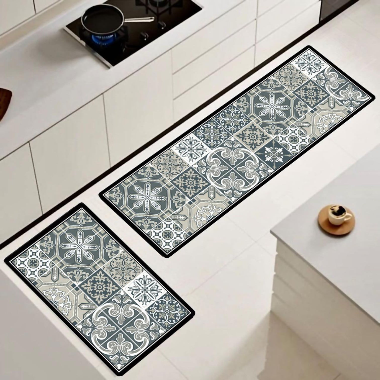 Wyj Hogar - Set De 02 Alfombra De Cocina Impermeable De Cuero Nappa Md03