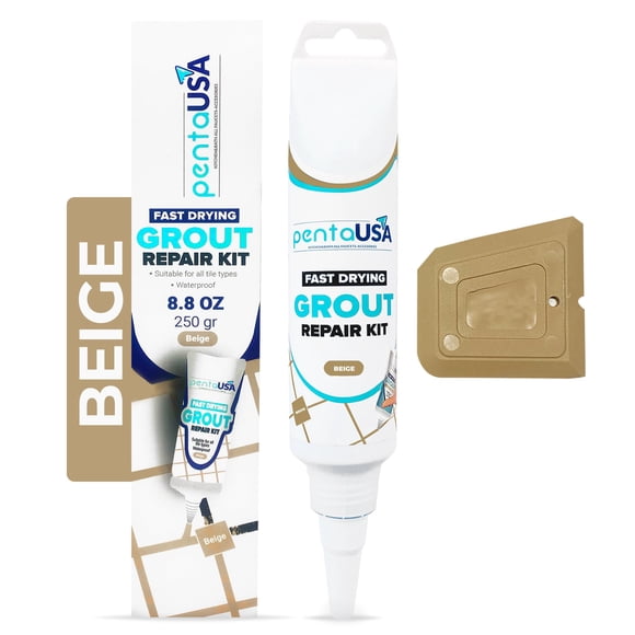 Kit de reparación de lechada PENTAUSA para baldosas, relleno beige con triple protección