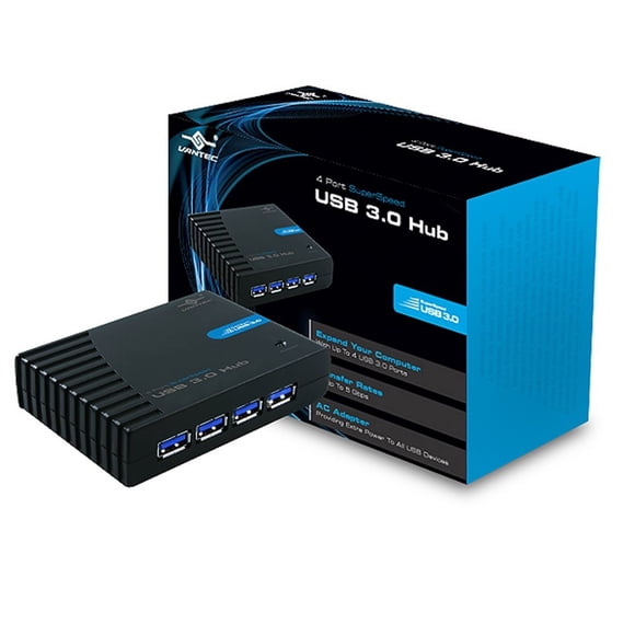 Hub USB Vantec SuperSpeed USB 3.0 de 4 puertos negro