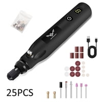 Jenabom - Herramienta Rotativa Inalámbrica Negra Con Juego De Accesorios De 25 Piezas Kit De Herramienta Rotativa Eléctrica De Velocidad Variable Con Carga Usb, Adecuada Para Proyectos De Manualidades.