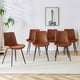 thumbnail image 2 of Brown suede backrest cushion dining chair, black metal legs, curved widened cushion design, more comfortable, suitable for restaurants, kitchens, bedrooms, offices. (6 chairs) 0502, 2 of 3