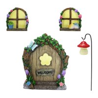 Magideal - Puerta Y Ventanas De Hadas Para Árboles, Accesorios De Decoración Al Aire Libre, Arte De Jardín, Decoración De Jardín De Hadas, Decoración De Tocón De