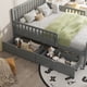thumbnail image 2 of Twin Size Wood Platform Bed with Guardrails on Both Sides and Two Storage Drawers, Gray, 2 of 3