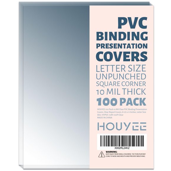 Cubiertas de encuadernación HOUYEE 100 unidades 21,6 cm × 27,9 cm 10 mil PVC