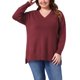 thumbnail image 1 of Agnes Orinda Suéter de Talla Grande para Mujer Cuello en V Manga Larga Jersey con Abertura en el Dobladillo Blusa de Punto para Otoño Invierno 3X Rojo, 1 of 5