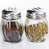 Xusx111 - Shaker De Especias De Vidrio De 5 Onzas Con La Parte Superior Perforada Y Shaker De Queso Con La Parte Superior Ranurada / Conjunto De Dispensadores De Estilo Retro De Remolino A Granel Con