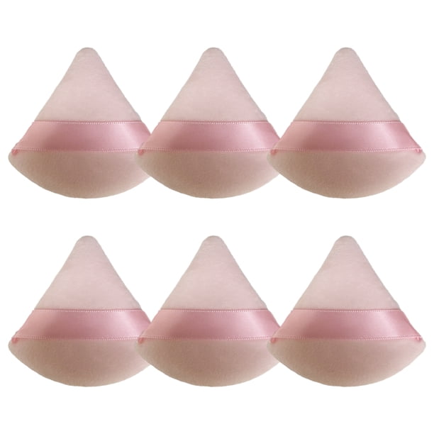 Borla de polvos faciales, borla de maquillaje triangular suave para polvos sueltos, polvos minerales, polvos corporales