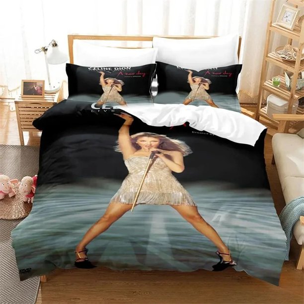Celine Dion Bedding Set,Duvet Cover Comforter Bed Set Quilt Cover Pillowcase,King Queen Twin Size Boys Girls Adultse