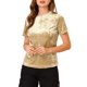 thumbnail image 1 of INSPIRE CHIC Top de Fiesta de Terciopelo para Mujer Cuello Redondo Mangas Cortas Camiseta Casual L Beige Claro, 1 of 8