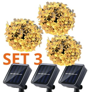 Genérico - Set 3 Guirnalda Solar Flor Calida 50 Led Decoracion 7 Metros